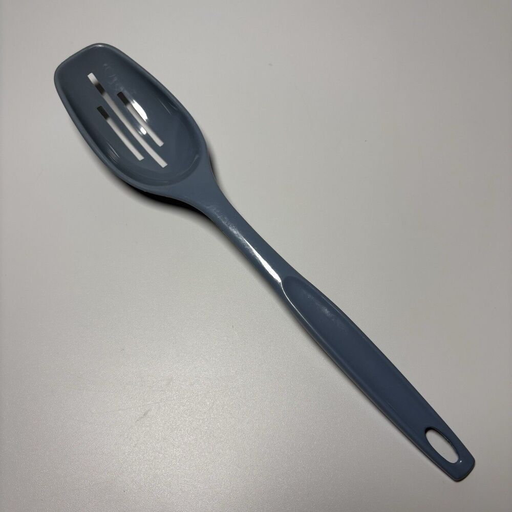 Vintage Foley Blue Nylon Plastic Slotted Spoon Kitchen Serving Utensil 11"